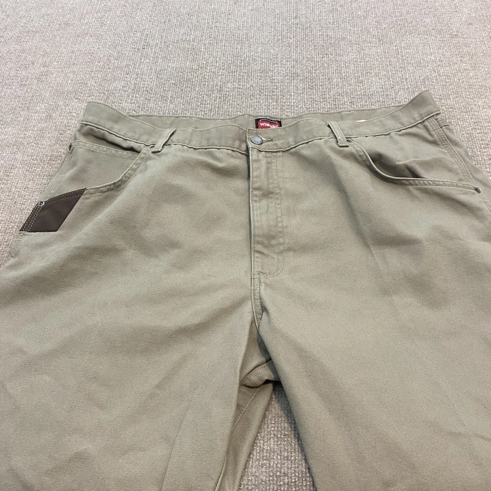 Wrangler RIGGS Workwear Pants Mens 42x30 Olive Canvas Carpenter Relaxed Fit